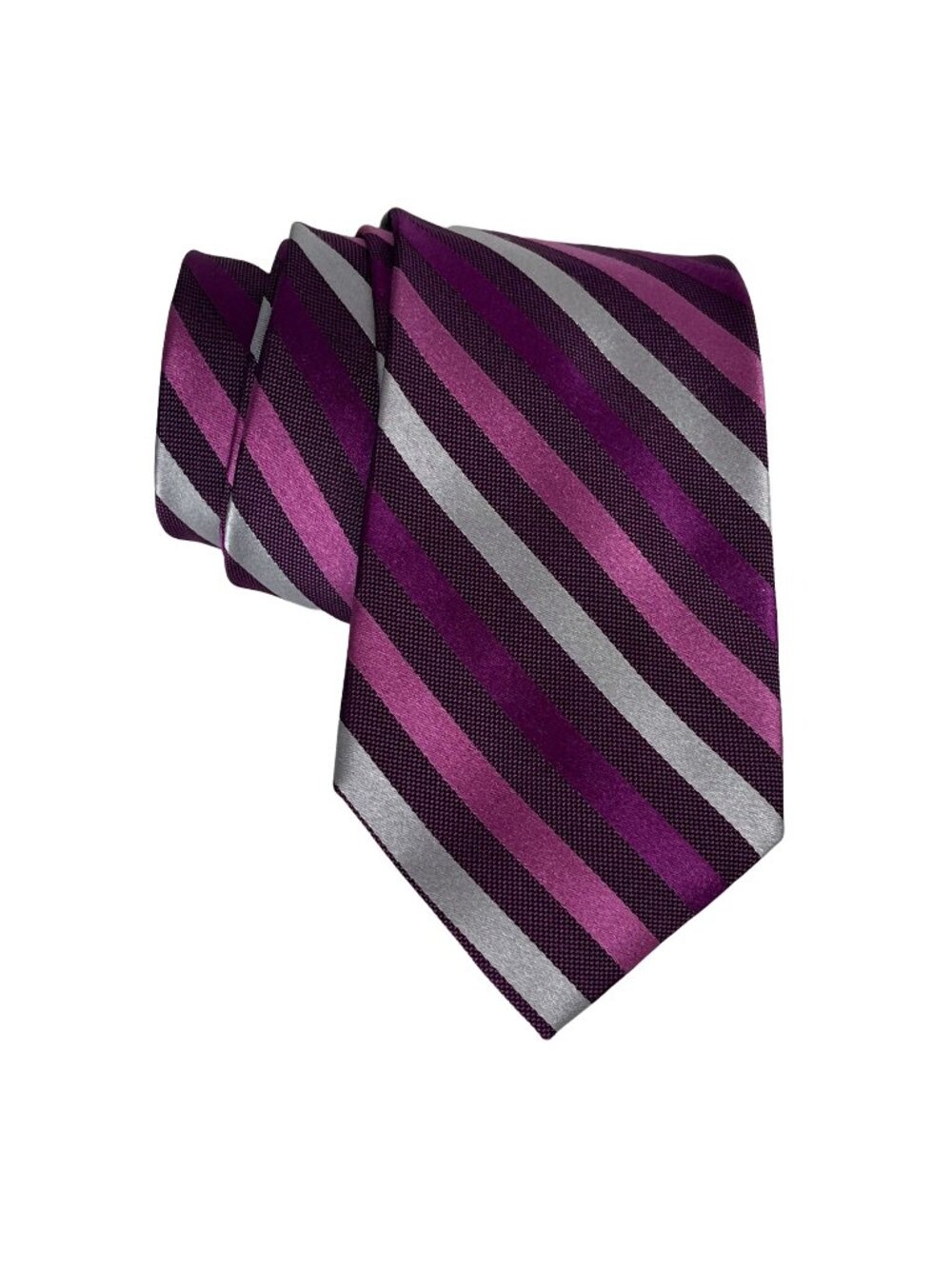 Michael Kors Men's Purple Gray Striped Silk Necktie